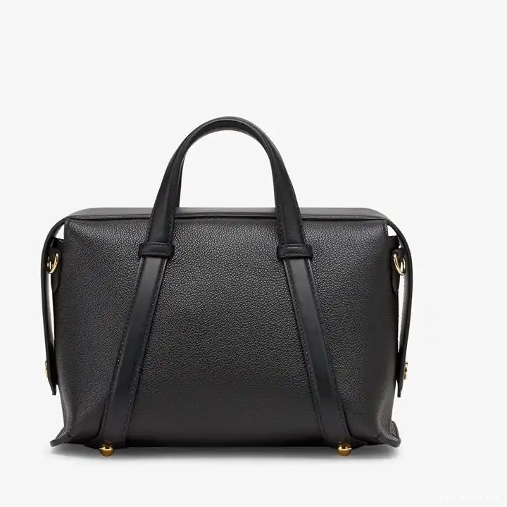 Cheap Bag Fendi 365 Boston Black Grained Medium In Leather 0521
